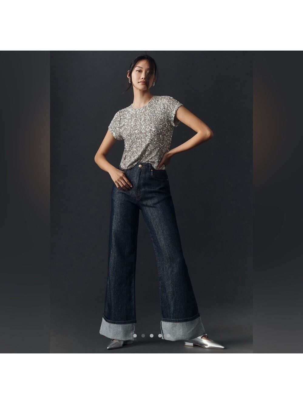 Farm Rio DENIM SHINE WIDE LEG PANTS - Picture 4 of 12